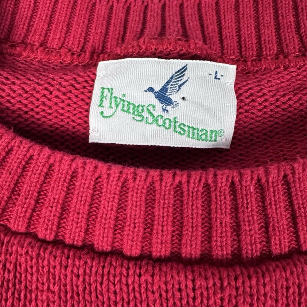 Flying Scotsman Sweater Men’s Large Wool Grandpa Fisherman 90s Vintage Retro Red - Picture 3 of 9
